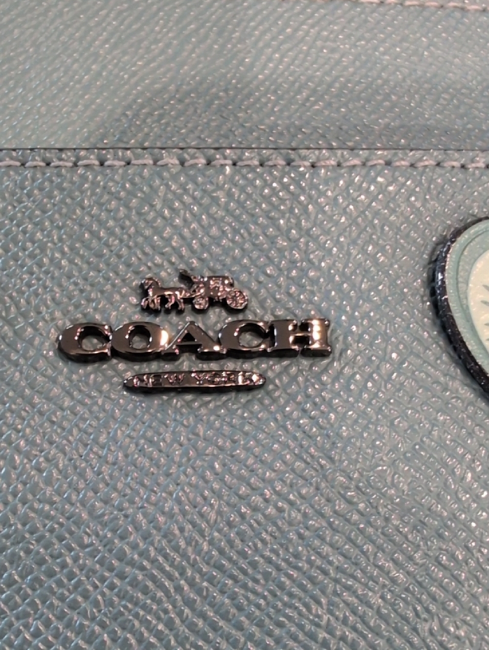 Coach RARE Blue Crossgrain Leather Crossbody Heart Appliqués w/Gunmetal Hardware - Picture 12 of 13